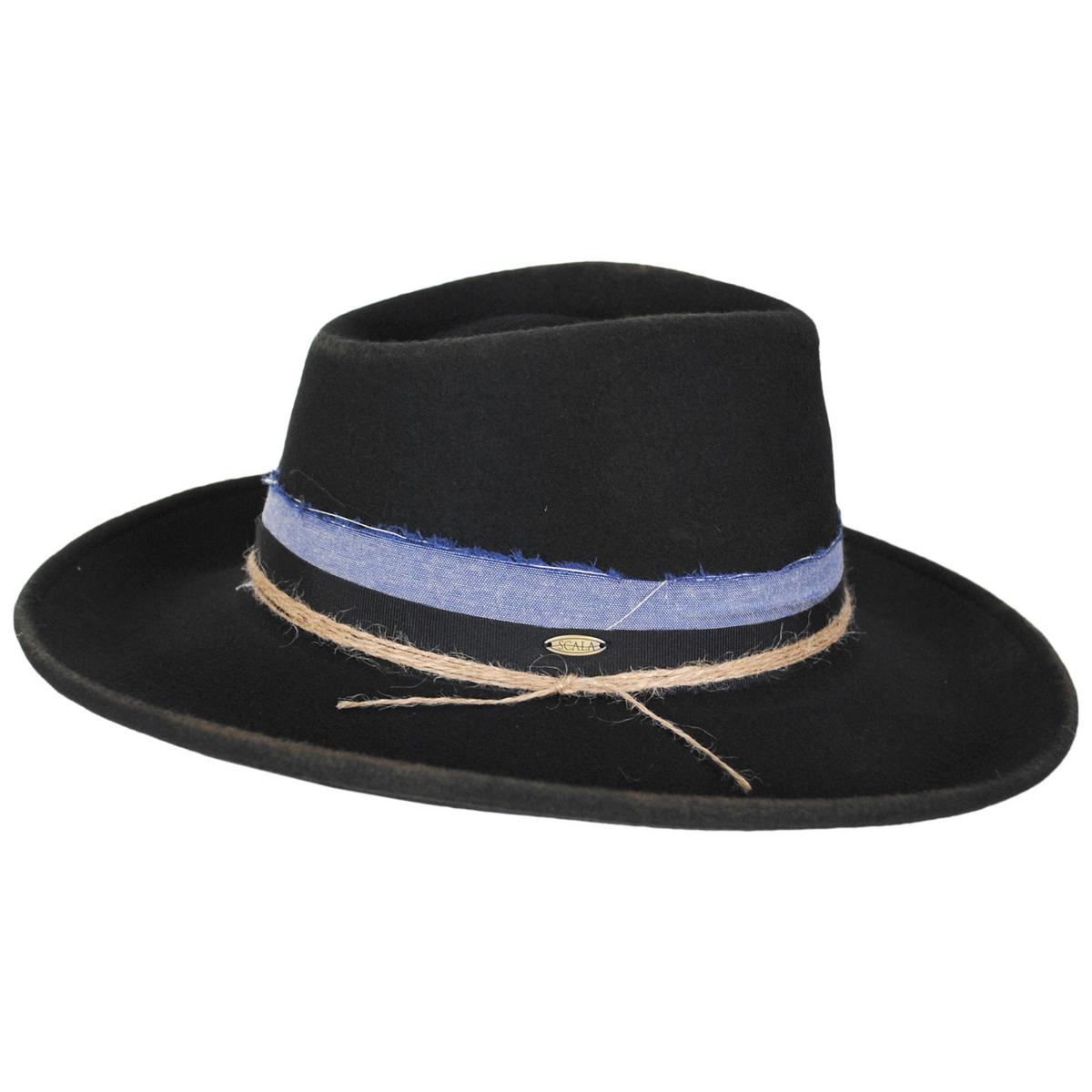 Scala | Wandra Wool Felt Rancher Fedora Hat | 123489 | profile | CHOCOLATE