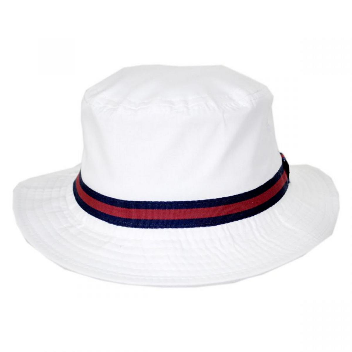 Dorfman Pacific | Poplin Cotton Blend Rain Bucket Hat | 185110 | front | WHITE