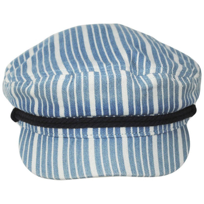 BRIXTON HATS | Striped Cotton Fiddler Cap | 181319 | front | DENIM STRIPE