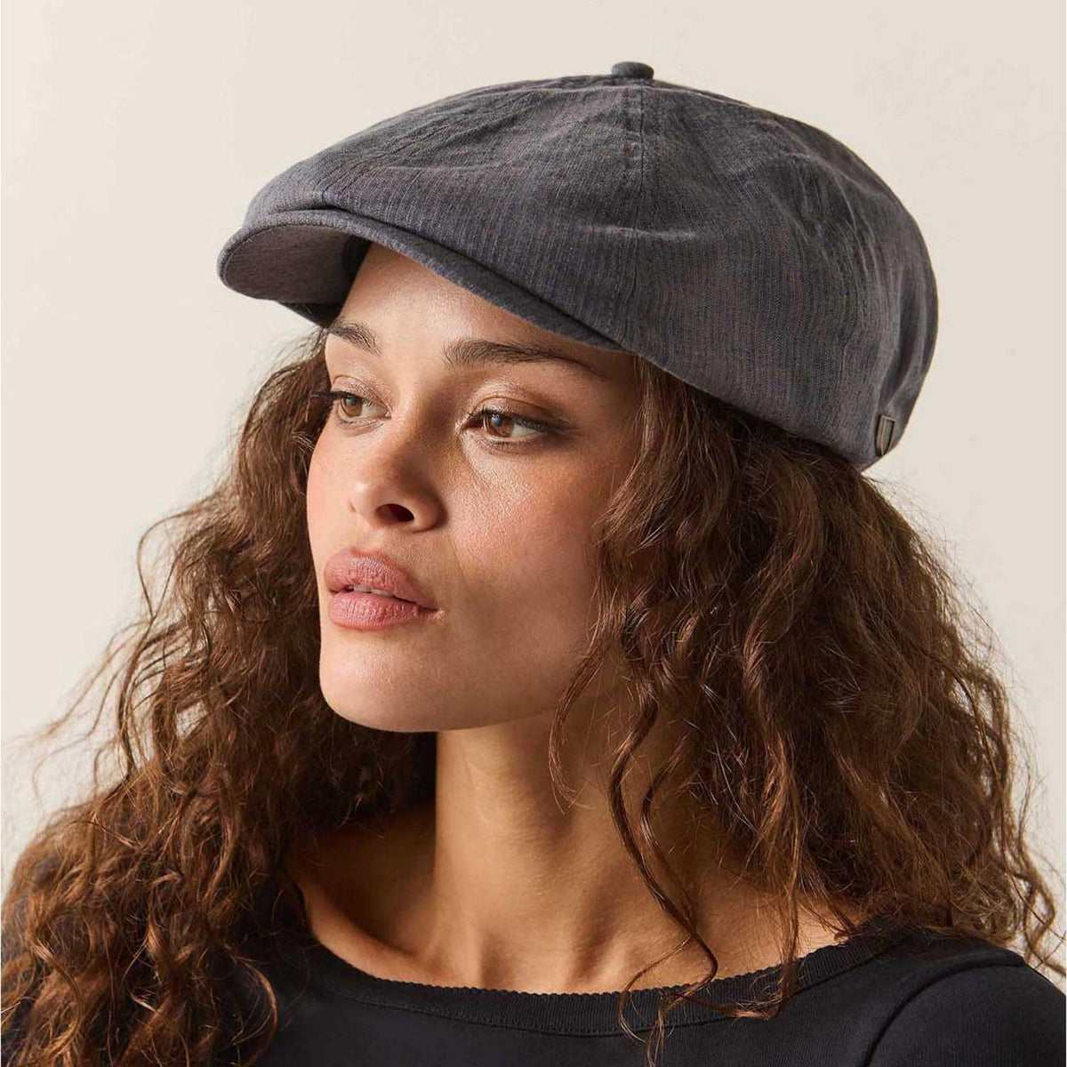 BRIXTON HATS | Brood Cotton Stripe Newsboy Cap | 161534 | lsftwo | INDIGO/DARK SAND