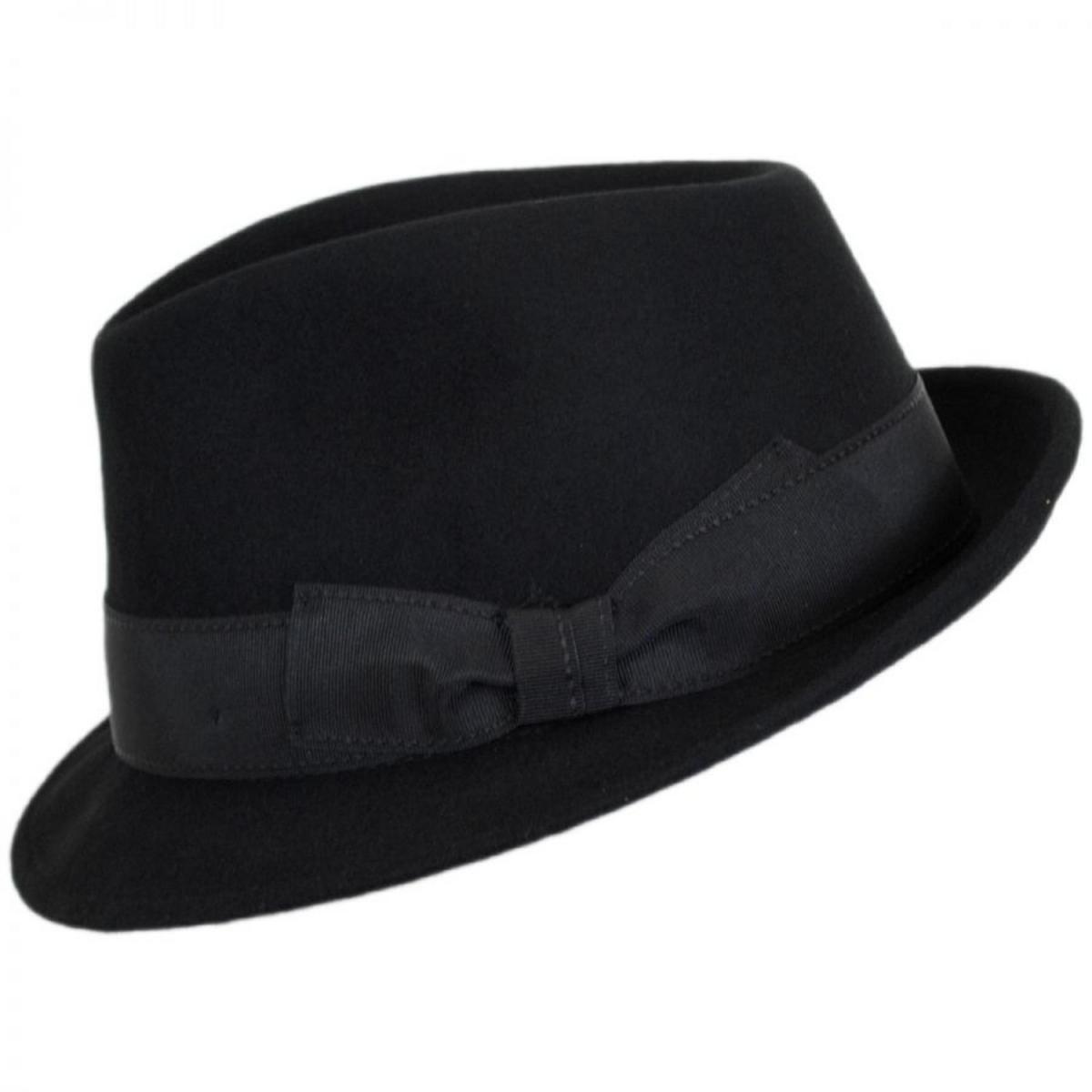 Stefeno Hats | Teardrop Wool Felt Trilby Fedora Hat | 136061 | profile | BLACK