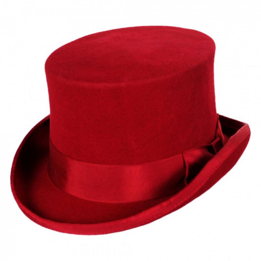 Jaxon Hats | Mid Crown Wool Felt Top Hat | 193700 | lead | RED
