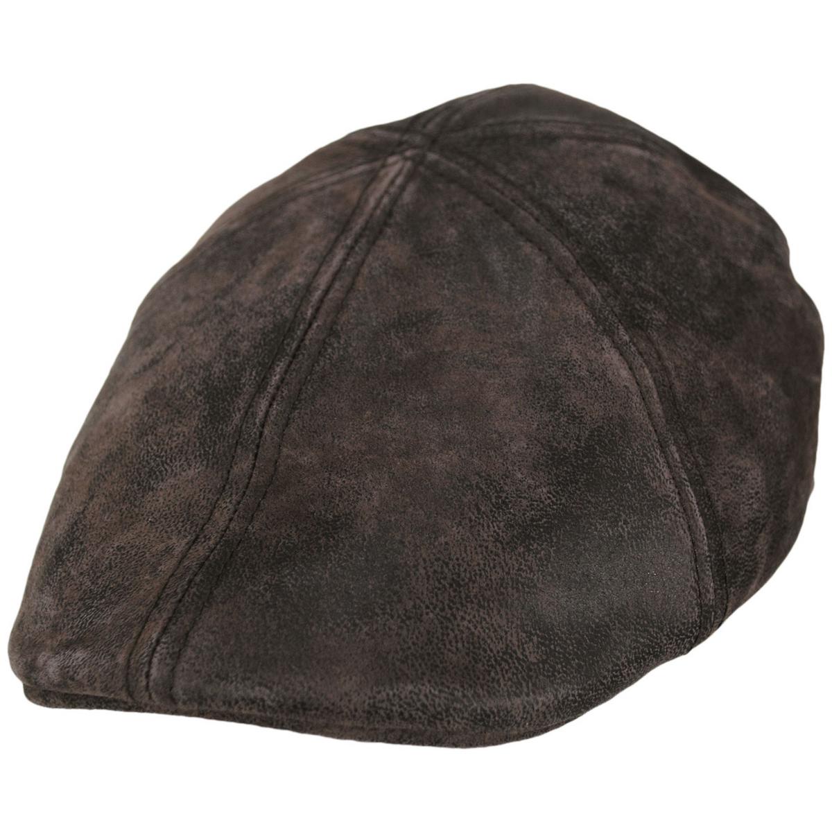 Stetson | Distressed Pigskin Leather Pub Ivy Cap | 160196 | lead | BROWN