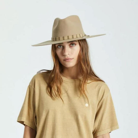 BRIXTON HATS | Leigh Wool Felt Wide Brim Fedora Hat - FINAL SALE | 123932 | lsfone | SAND
