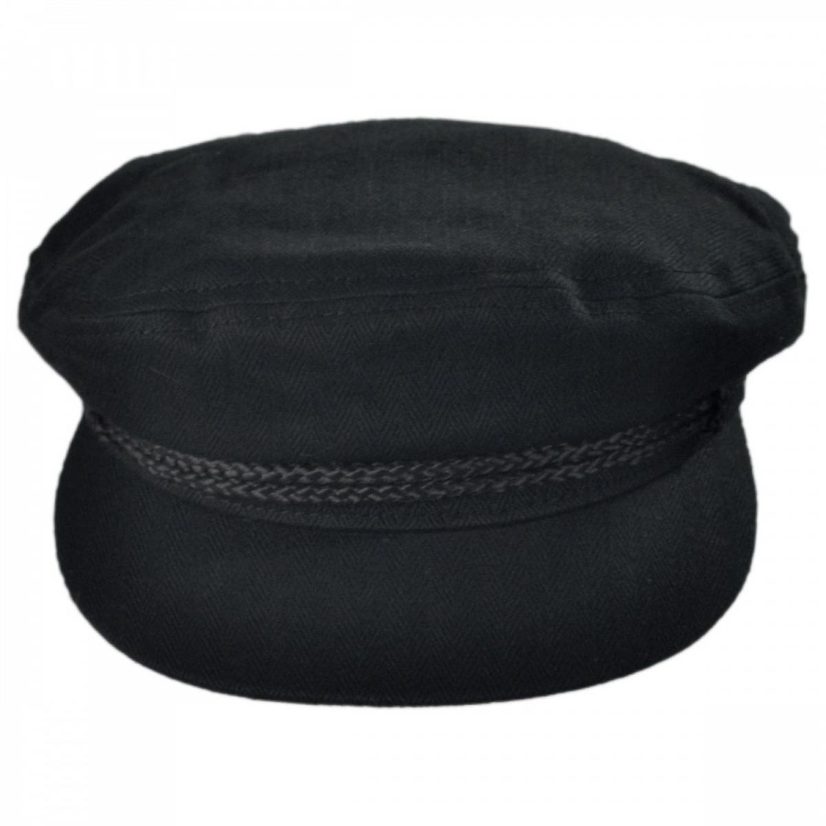 BRIXTON HATS | Herringbone Cotton Fiddler Cap | 181302 | profile | BLACK