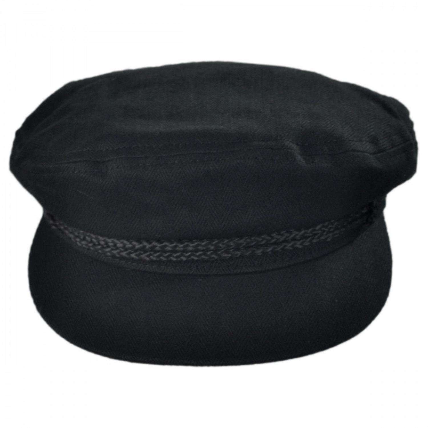 BRIXTON HATS | Herringbone Cotton Fiddler Cap | 181302 | front | BLACK