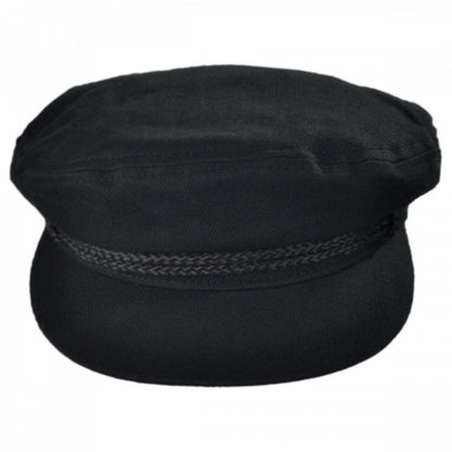 BRIXTON HATS | Herringbone Cotton Fiddler Cap | 181302 | front | BLACK
