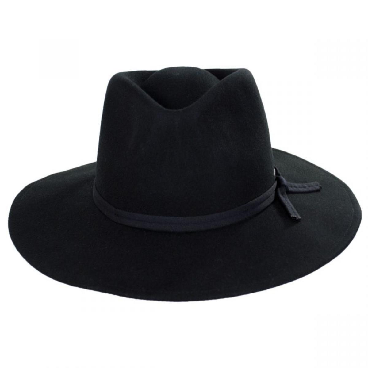 BRIXTON HATS | Joanna Packable Wool Felt Fedora Hat | 123926 | front | BLACK