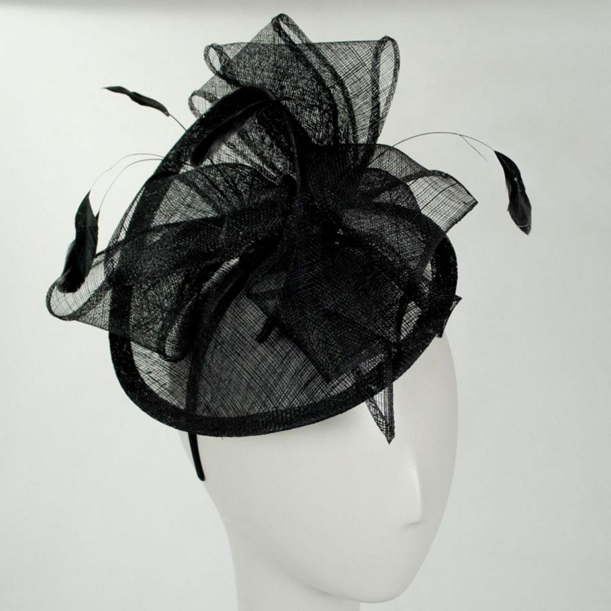 Jeanne Simmons | Isabelle Sinamay Straw Fascinator Hat | 120764 | profile | BLACK