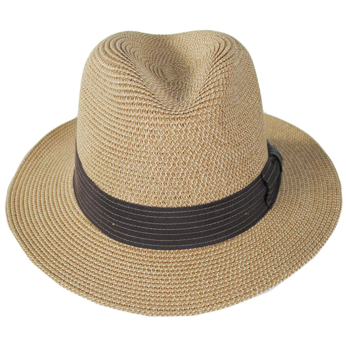BRIXTON HATS | Roma Toyo Straw Fedora Hat | 128369 | front | MULTI BROWN/CHOCOLATE