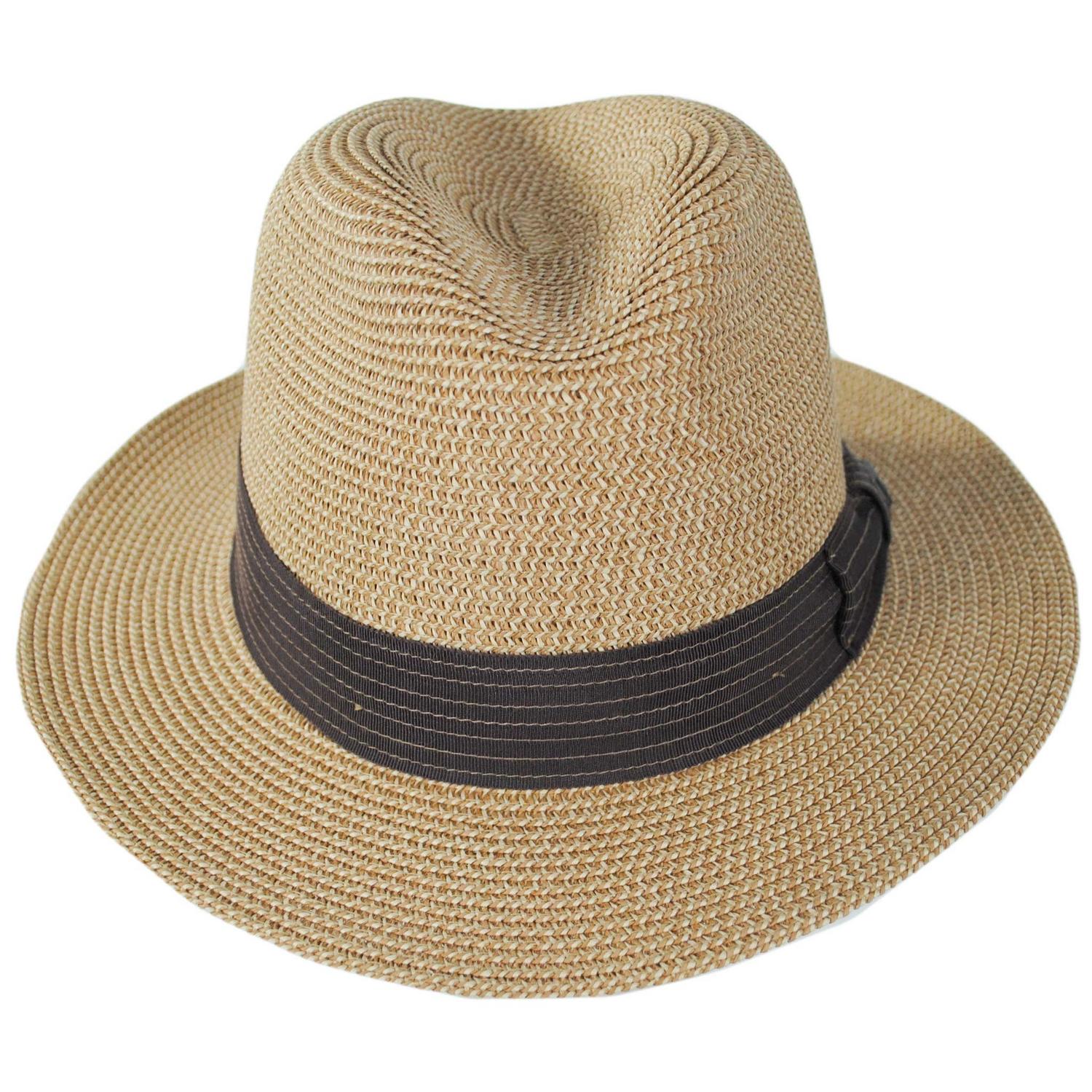 BRIXTON HATS | Roma Toyo Straw Fedora Hat | 128369 | front | MULTI BROWN/CHOCOLATE