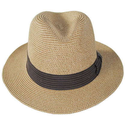 BRIXTON HATS | Roma Toyo Straw Fedora Hat | 128369 | front | MULTI BROWN/CHOCOLATE