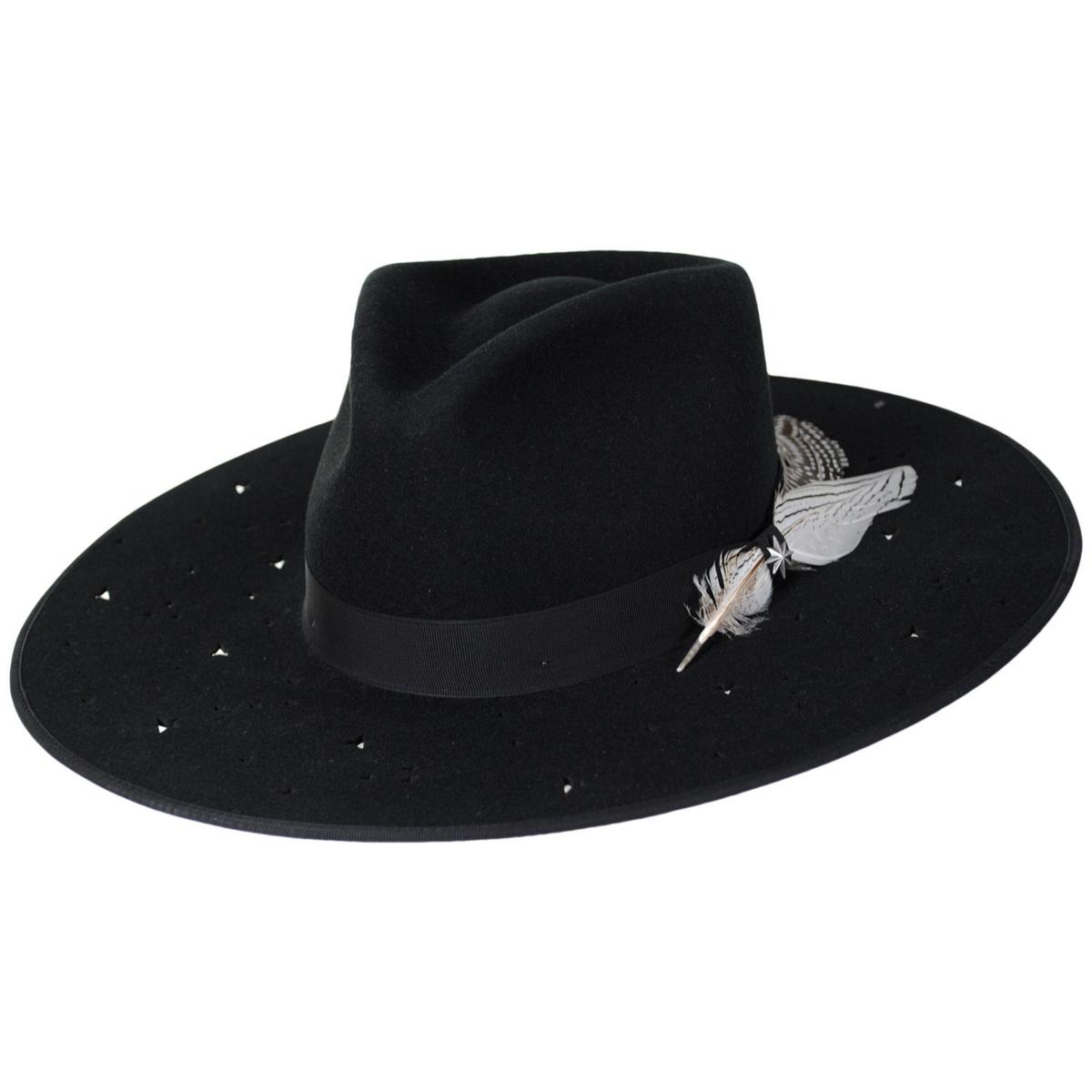 Stetson | Night Sky S Wide Brim Wool Felt Fedora Hat | 130721 | lead | BLACK