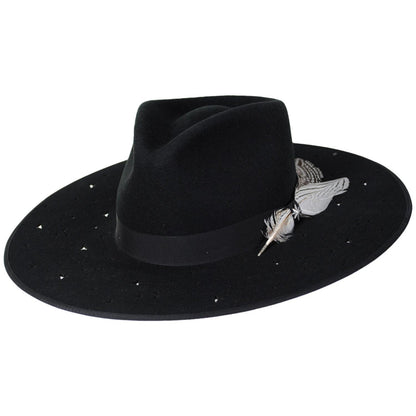 Stetson | Night Sky S Wide Brim Wool Felt Fedora Hat - Black | 130721B | lead | BLACK