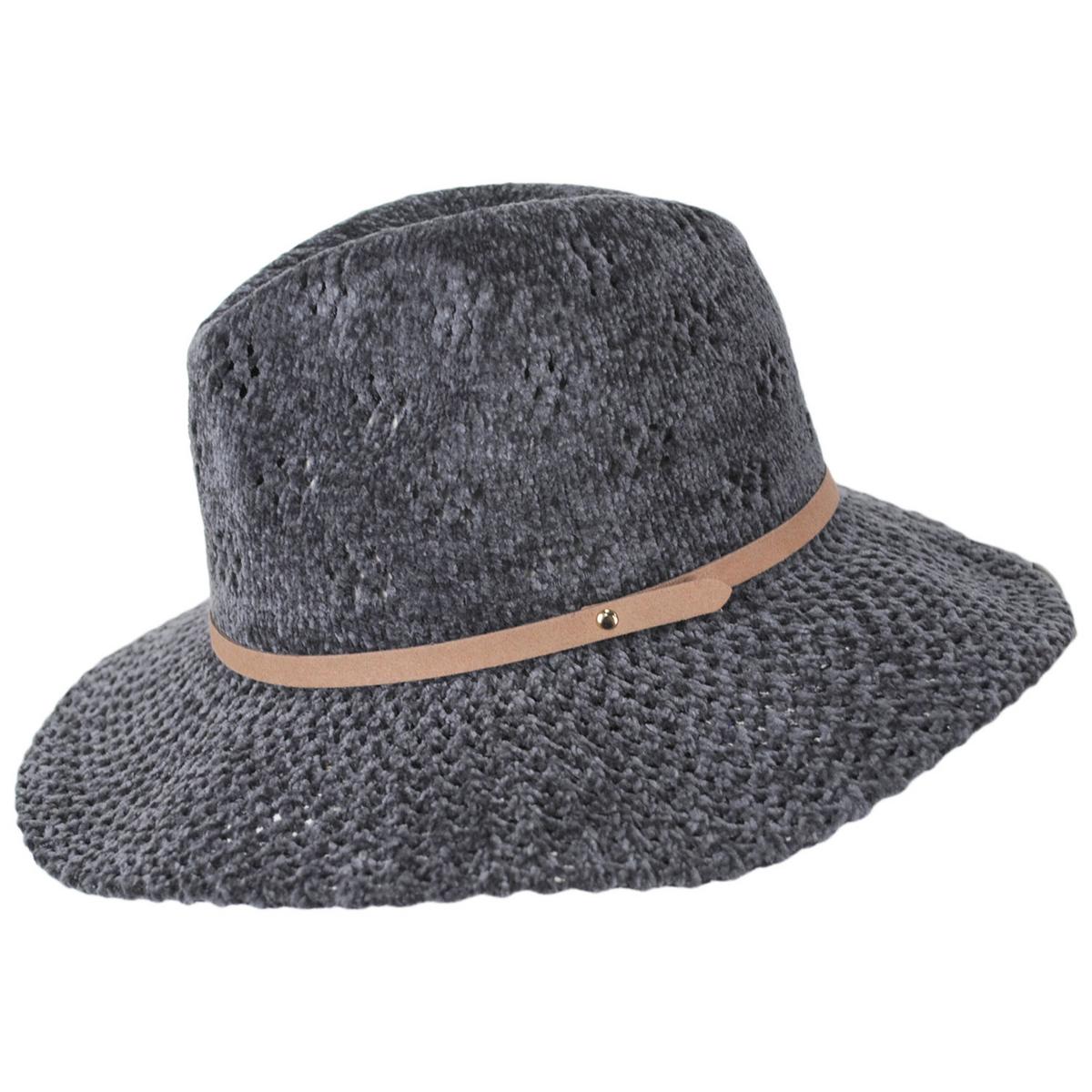 San Diego Hat Company | Walnut Grove Chenille Knit Fedora Hat | 108943 | profile | CHARCOAL