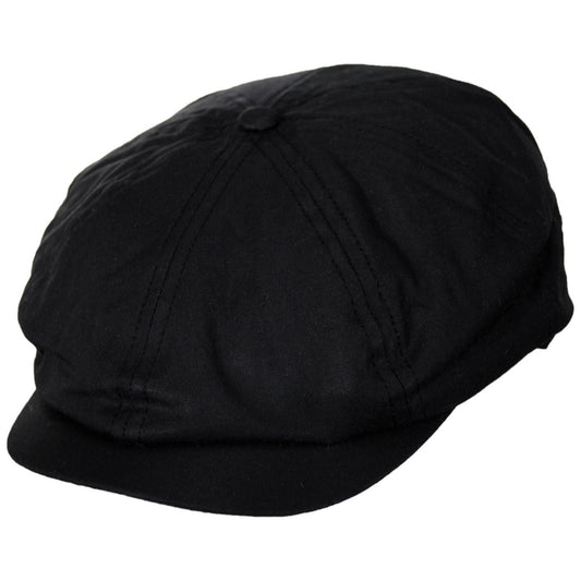 Jaxon & James | British Millerain Wax Cotton Newsboy Cap | 170010 | lead | BLACK