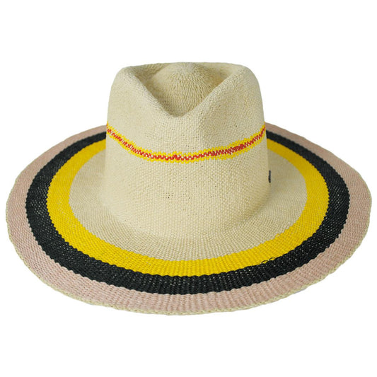 BRIXTON HATS | Pauma Bangora Straw Fedora Hat | 104057 | front | NATURAL/SOFT PINK/OLIVE/YELLOW
