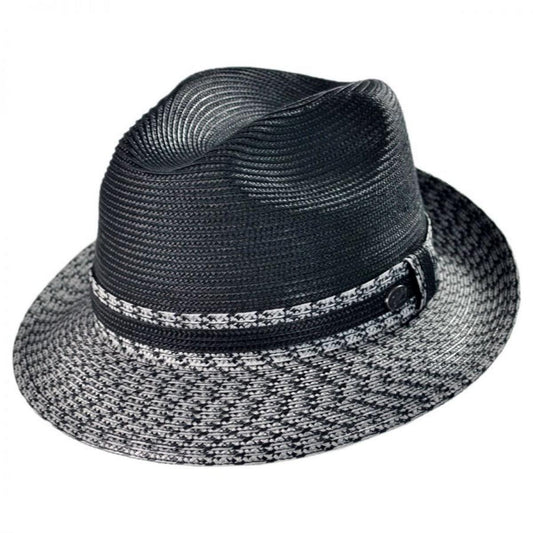 Bailey 1922 | Mannesroe Poly Braid Straw Fedora Hat | 127822 | lead | BLACK/CHARCOAL MULTI
