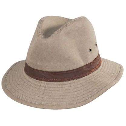 Dorfman Pacific | Packable Cotton Twill Safari Fedora Hat | 140215 | lead | KHAKI