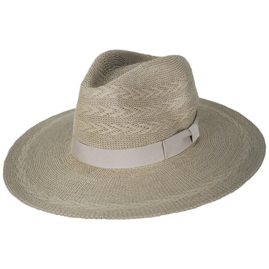 BRIXTON HATS | Lyons Cotton Knit Pattern Fedora Hat | 107409 | lead | LIGHT TAN/LIGHT TAN
