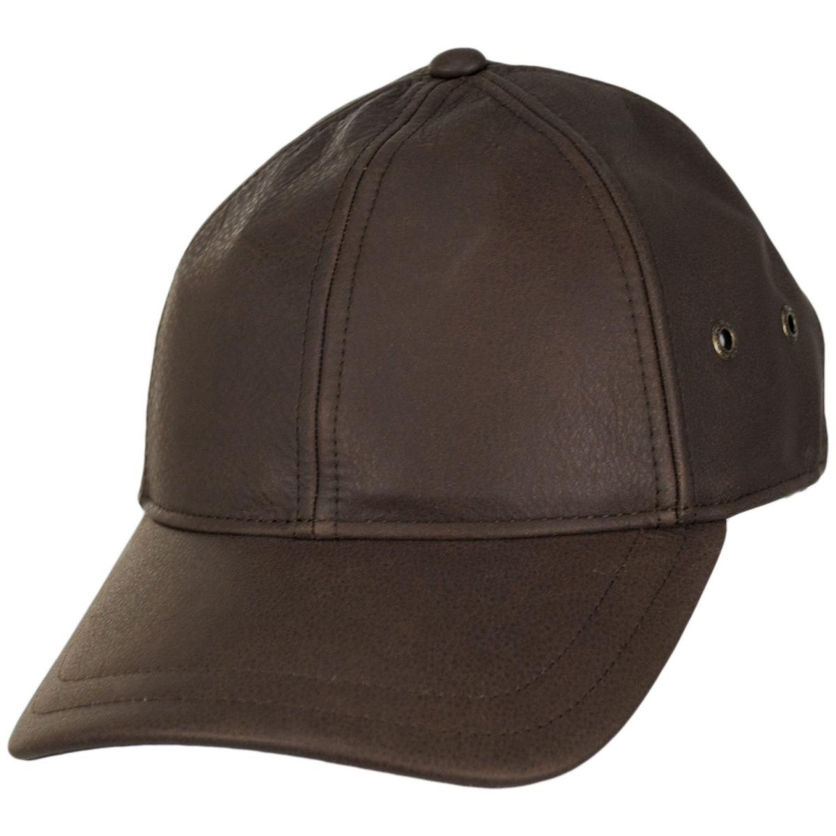 Scala | Timber Leather Adjustable Baseball Cap | 200215 | lead | BROWN