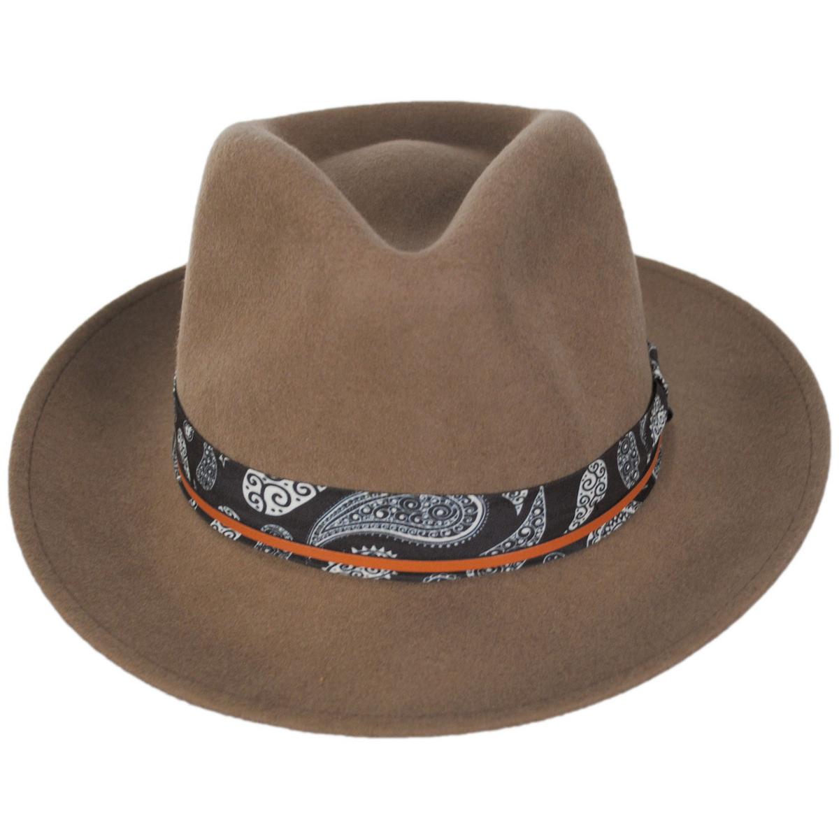 Bigalli | Lash Wool Felt Fedora Hat | 131441 | front | KHAKI