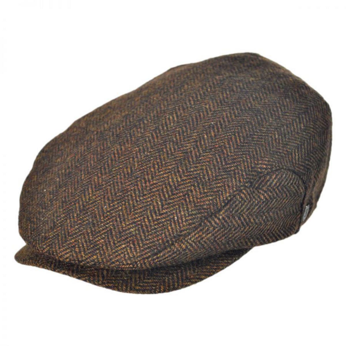 Jaxon Hats | Square Bill Herringbone Wool Ivy Cap | 167755 | lead | BROWN