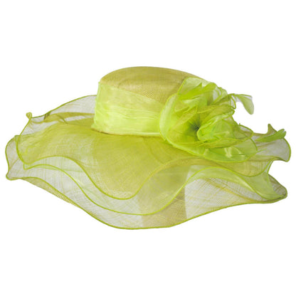 Jeanne Simmons | Organza Flower Triple Layer Sinamay Straw Boater Dress Hat | 120773 | profile | LIME