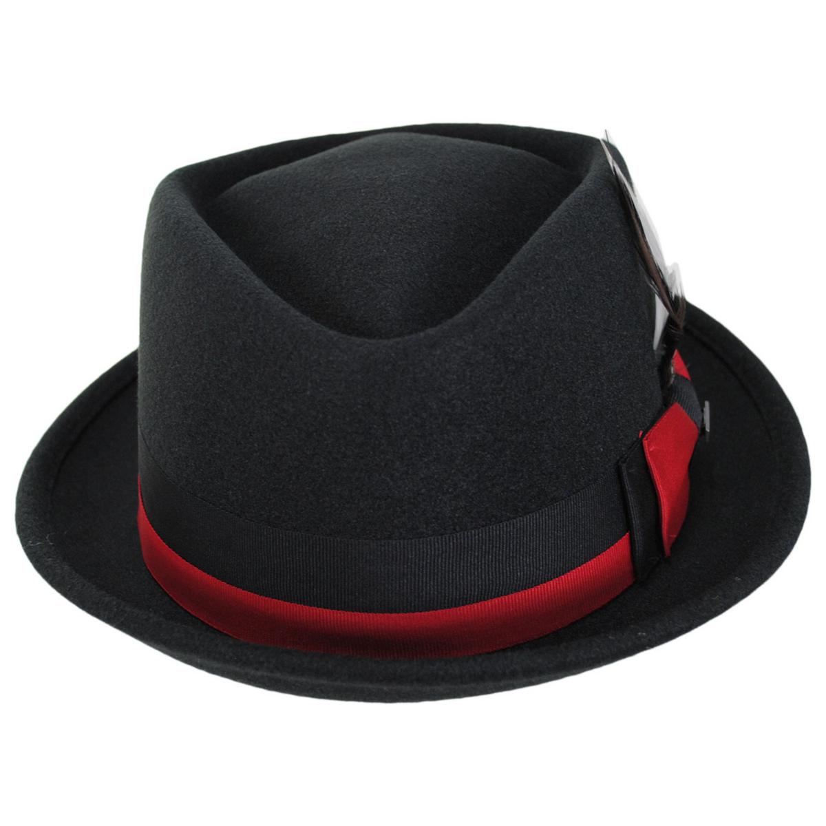 Dorfman Pacific | Clubber ProvatoKnit Diamond Crown Fedora Hat | 130427 | front | BLACK