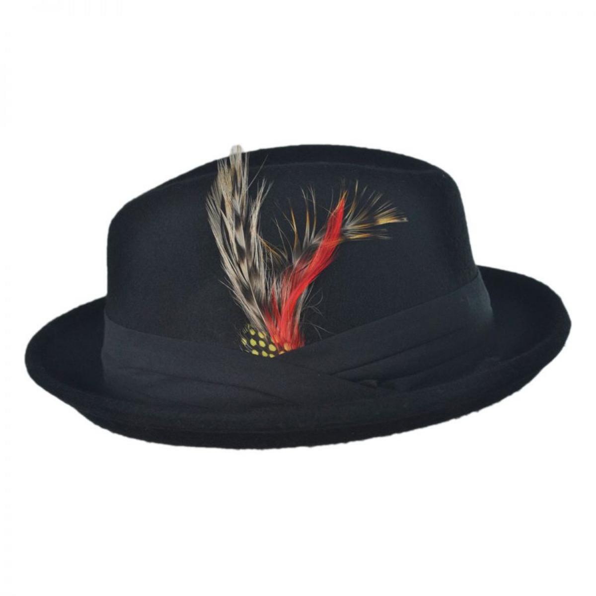 Capas Headwear | Kid's Blues Crushable Wool Felt Trilby Fedora Hat | 507403 | profile | BLACK