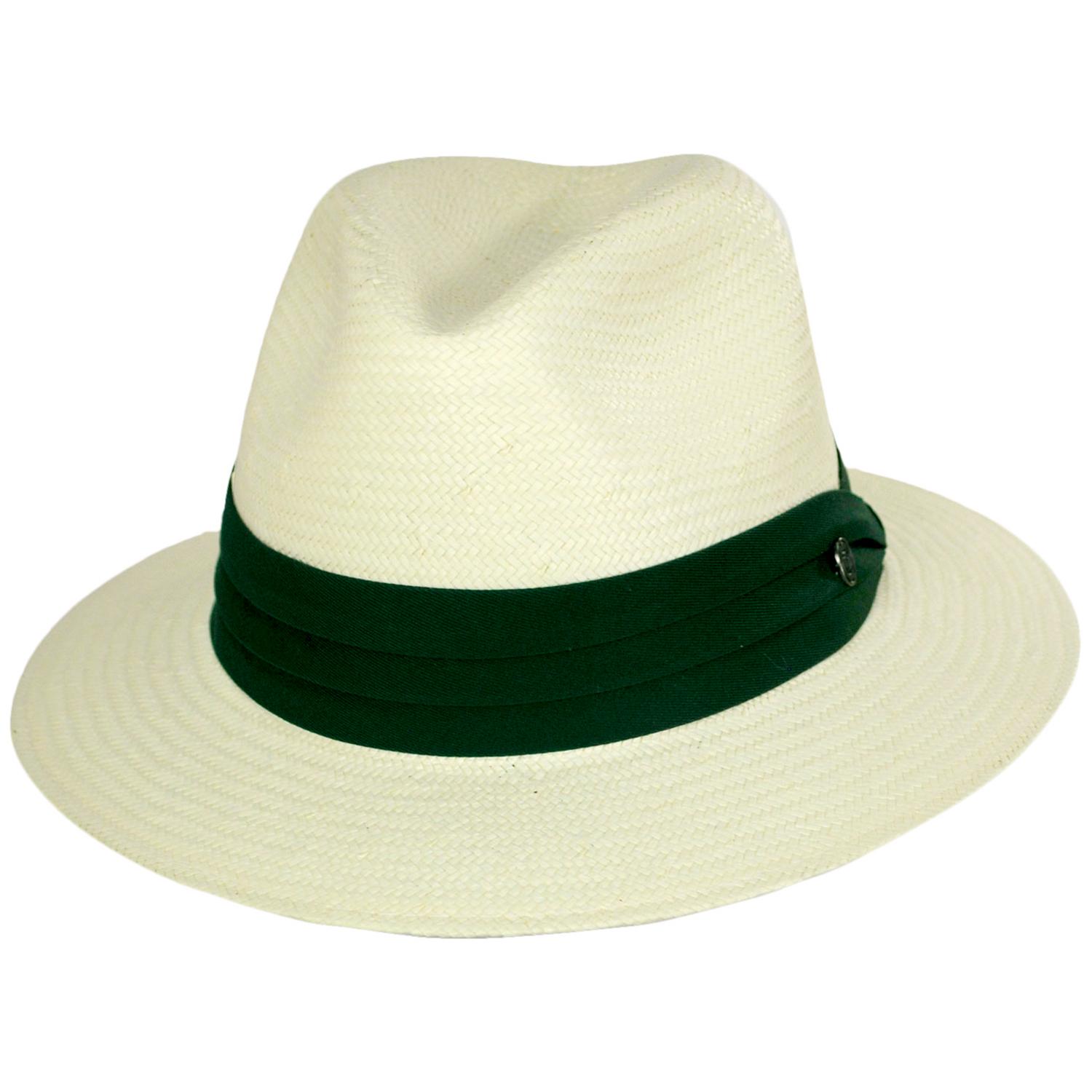 Jaxon Hats | Toyo Straw Safari Fedora Hat - Green Band | 129904 | lead | IVORY