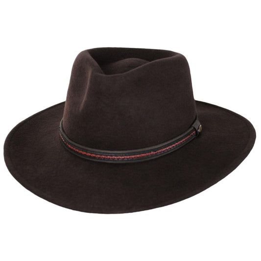 Scala | Bryan Wool Felt Rancher Fedora Hat | 130553 | lead | CHOCOLATE