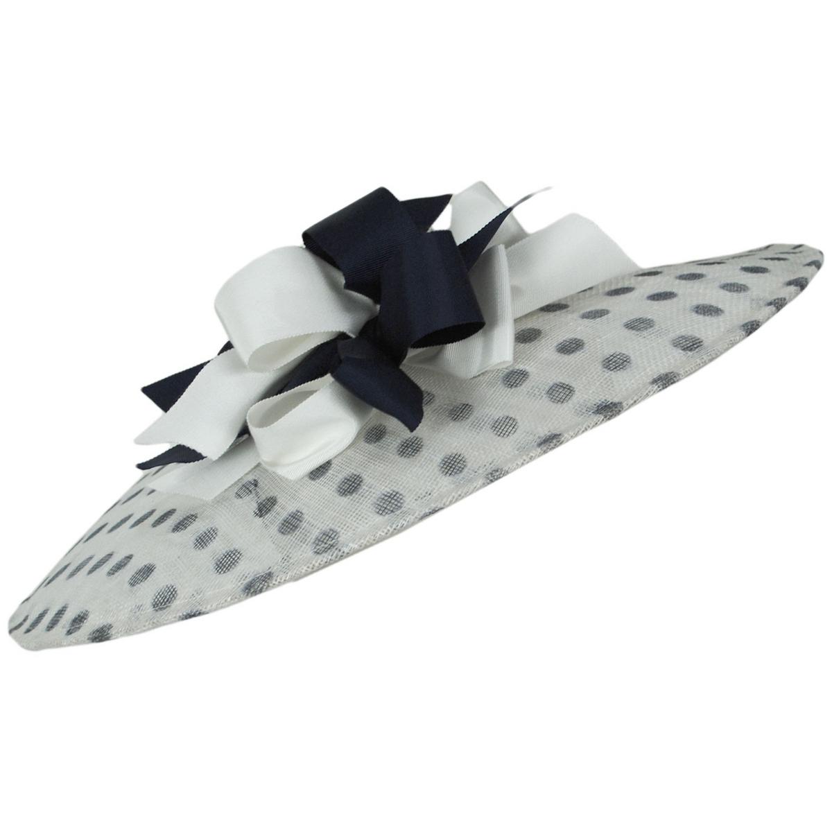Kathy Jeanne | Bows Galore Sinamay Straw Picture Dress Hat | 122452 | lead | NAVY/WHITE