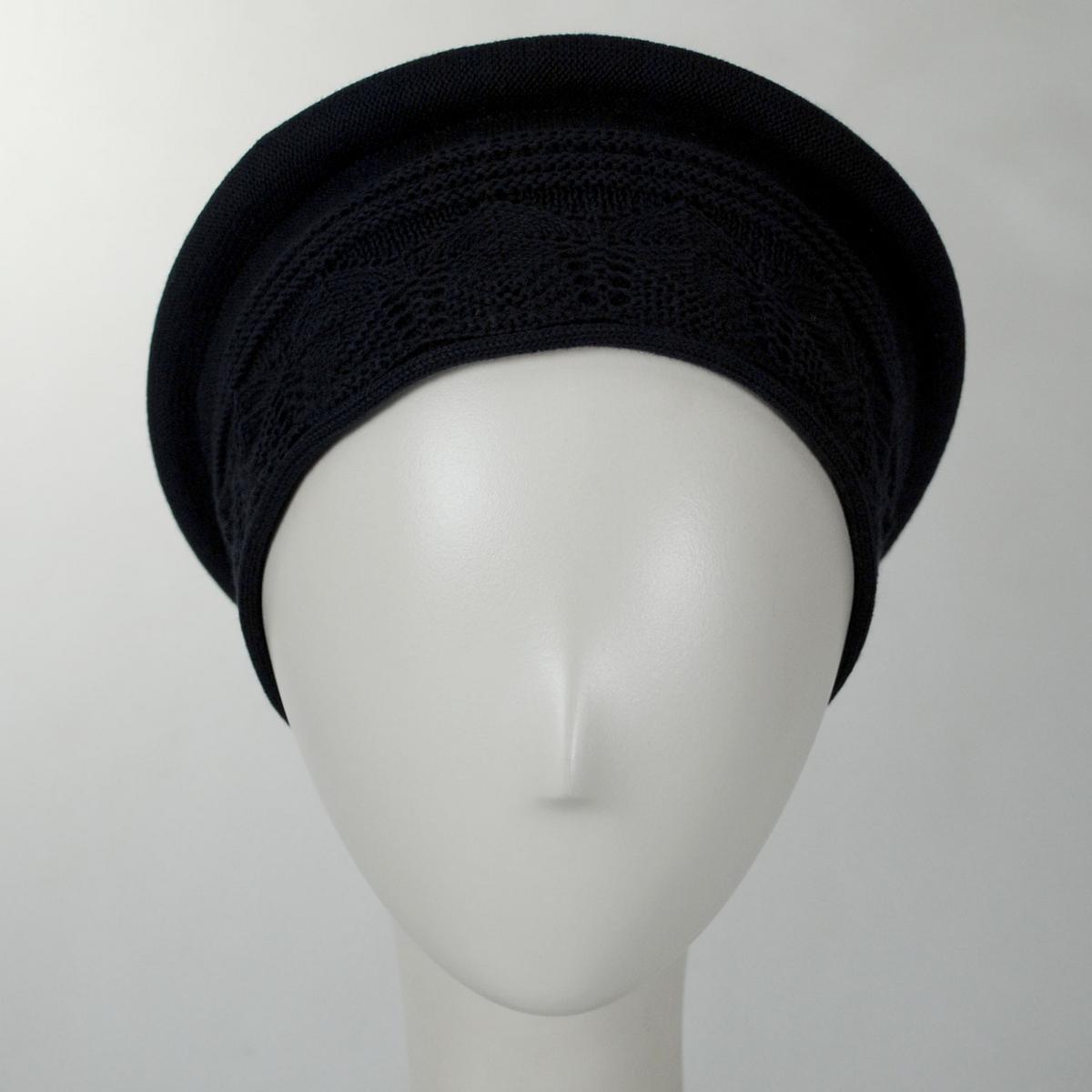 Parkhurst | Pointelle Cotton Knit Topper Beanie Hat | 500853 | front | NAVY BLUE