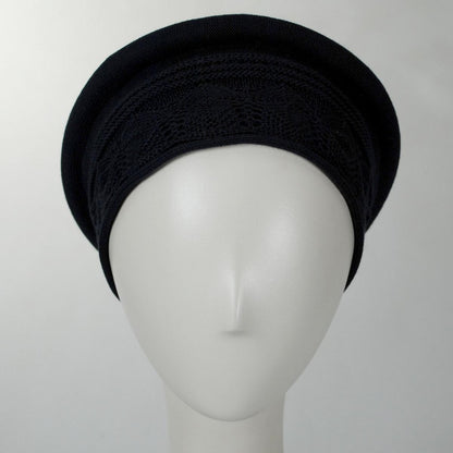 Parkhurst | Pointelle Cotton Knit Topper Beanie Hat | 500853 | front | NAVY BLUE