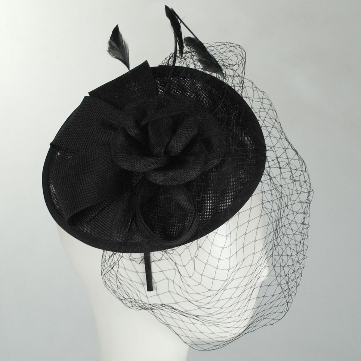 Jeanne Simmons | Luxe Sinamay Straw Fascinator Hat | 120765 | profile | BLACK