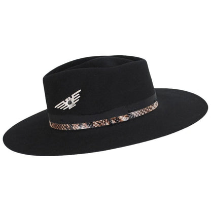 Renegade | Ember Wool Felt Cross Crown Rancher Hat | 100812 | profile | BLACK