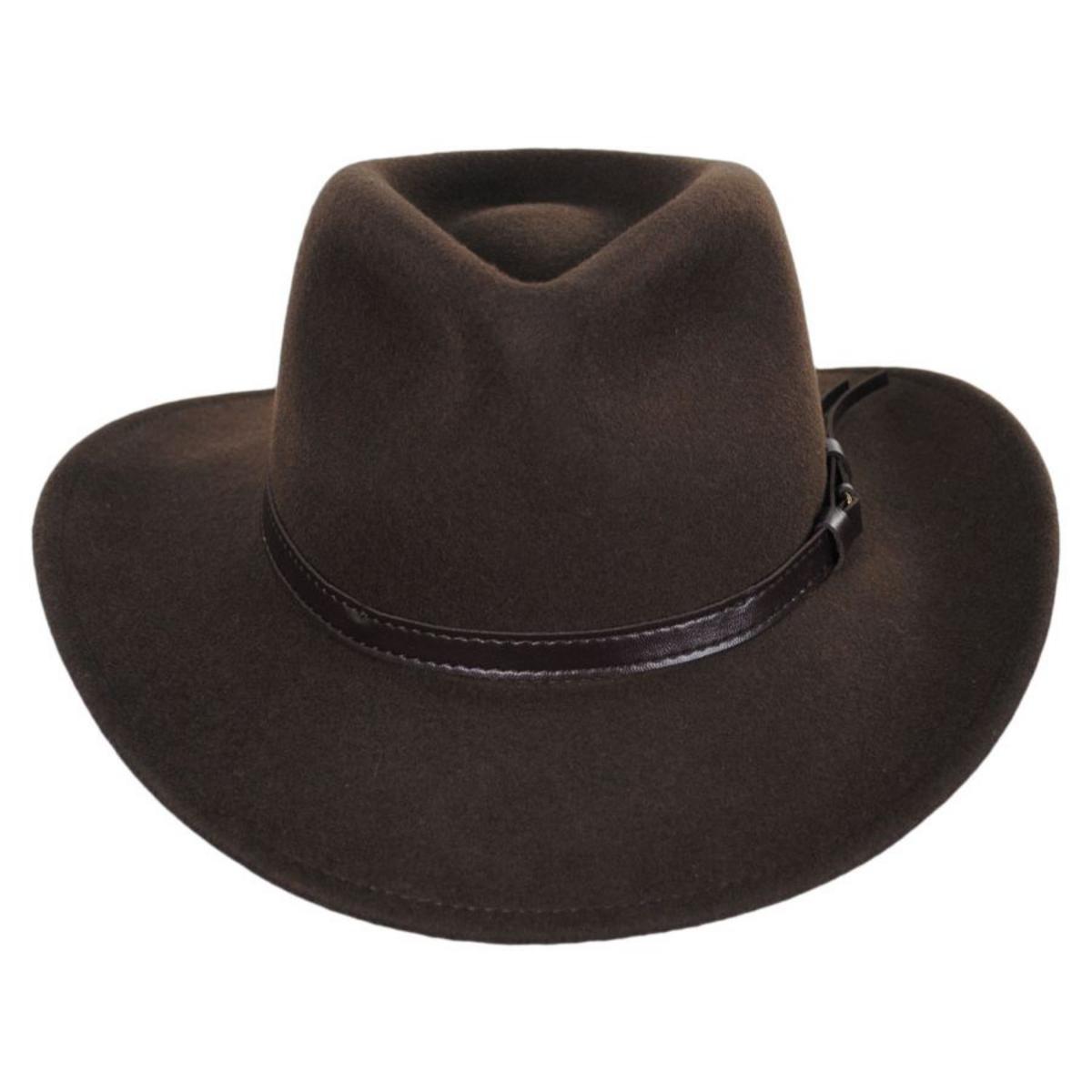 Jaxon Hats | Crushable Wool Felt Outback Hat | 135002 | front | OLIVE GREEN