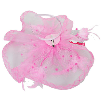 Sophia | Floral Feathered Mesh Fascinator Hat | 122906 | under | PINK