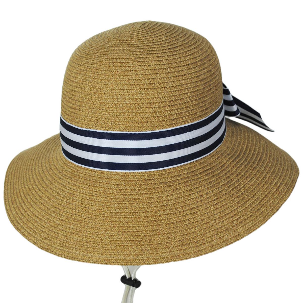 Toucan Collection | Stripe Sailor Toyo Straw Cloche Dress Hat - Made to Order | 121644 | lead | NATURAL/NAVY