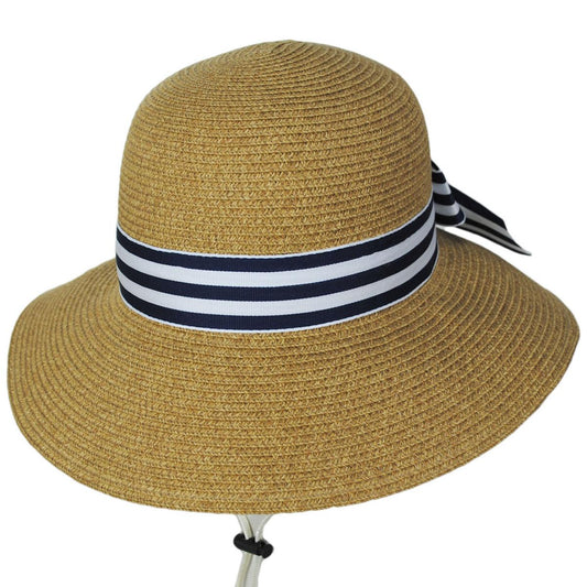Toucan Collection | Stripe Sailor Toyo Straw Cloche Dress Hat - Made to Order | 121644 | lead | NATURAL/NAVY