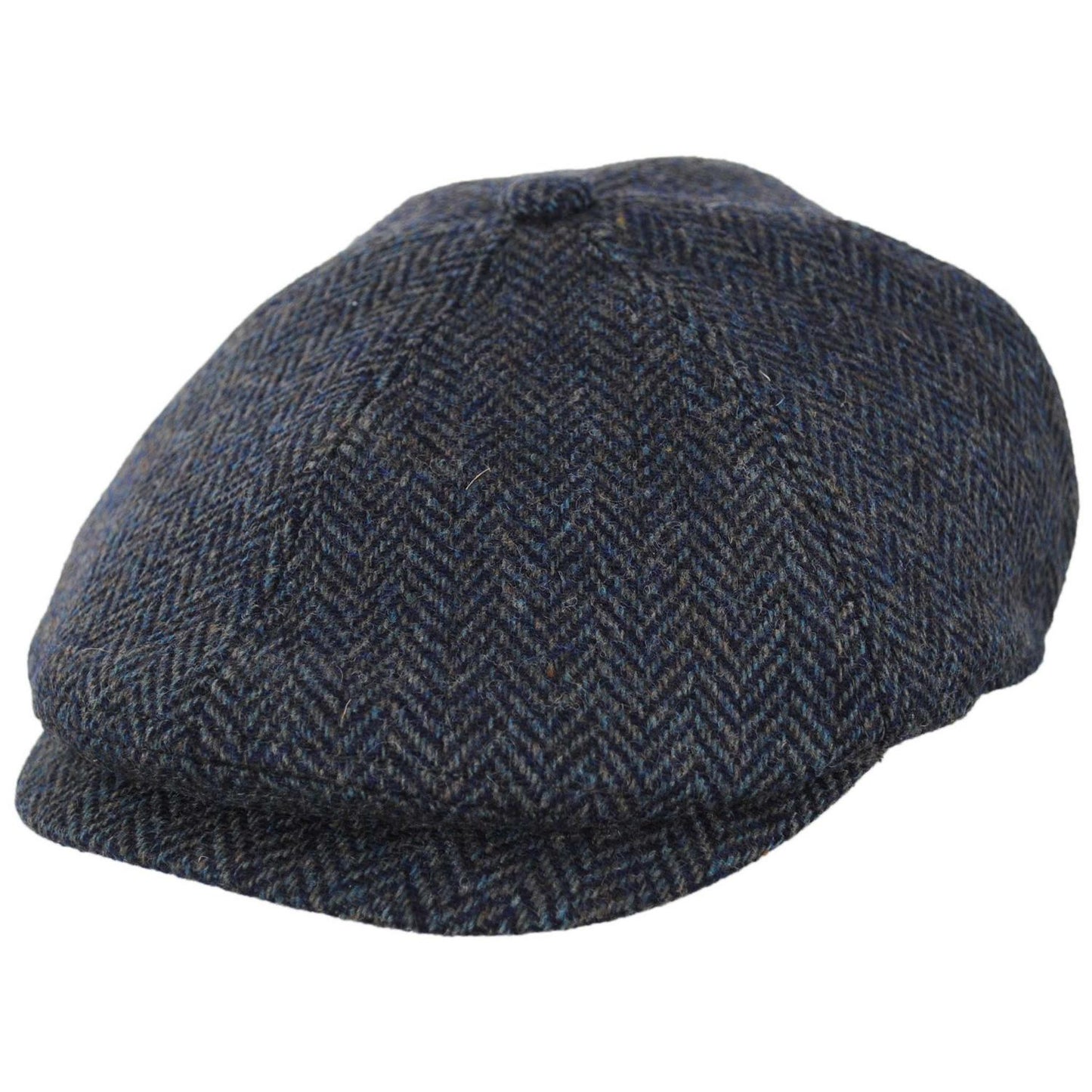 Scala | Lenny Cotton Herringbone Newsboy Cap | 160166 | lead | NAVY