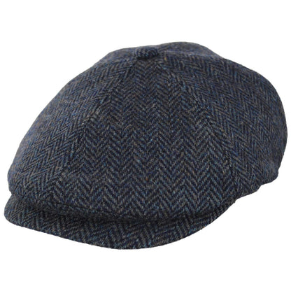 Scala | Lenny Cotton Herringbone Newsboy Cap | 160166 | lead | NAVY