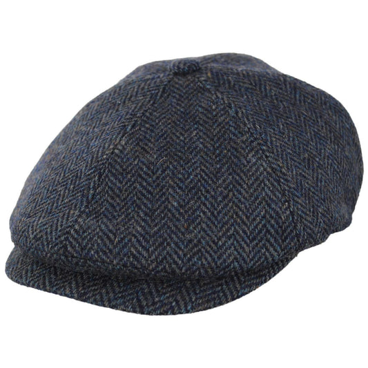 Scala | Lenny Cotton Herringbone Newsboy Cap | 160166 | lead | NAVY