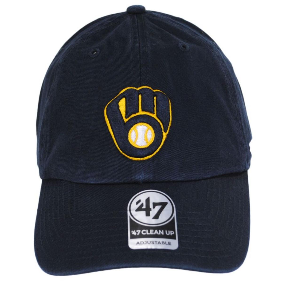 47 Brand | Milwaukee Brewers MLB Clean Up Strapback Baseball Cap Dad Hat | 203203 | front | NAVY