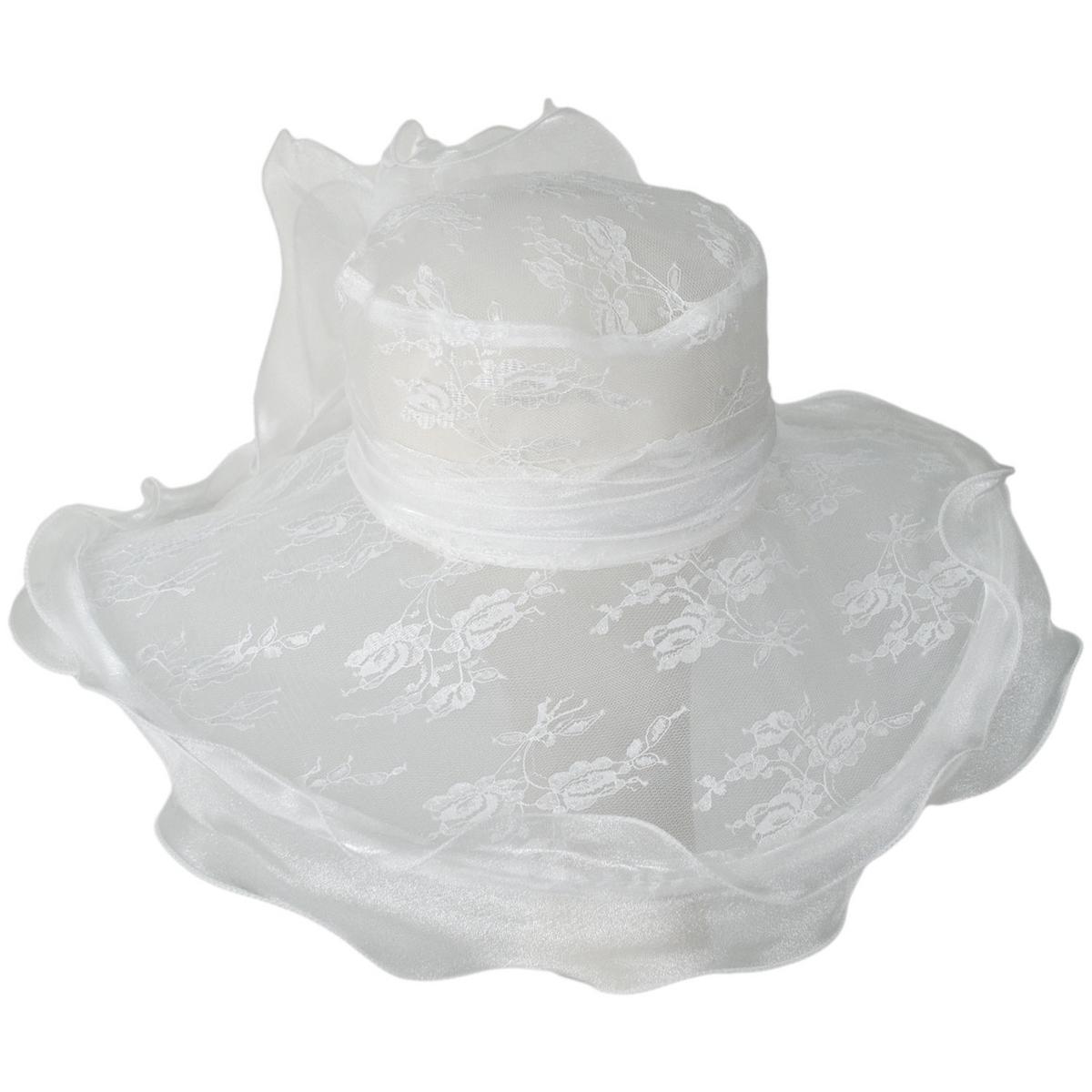 San Diego Hat Company | Organza Lace Boater Dress Hat | 121051 | lead | WHITE