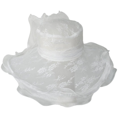 San Diego Hat Company | Organza Lace Boater Dress Hat | 121051 | lead | WHITE