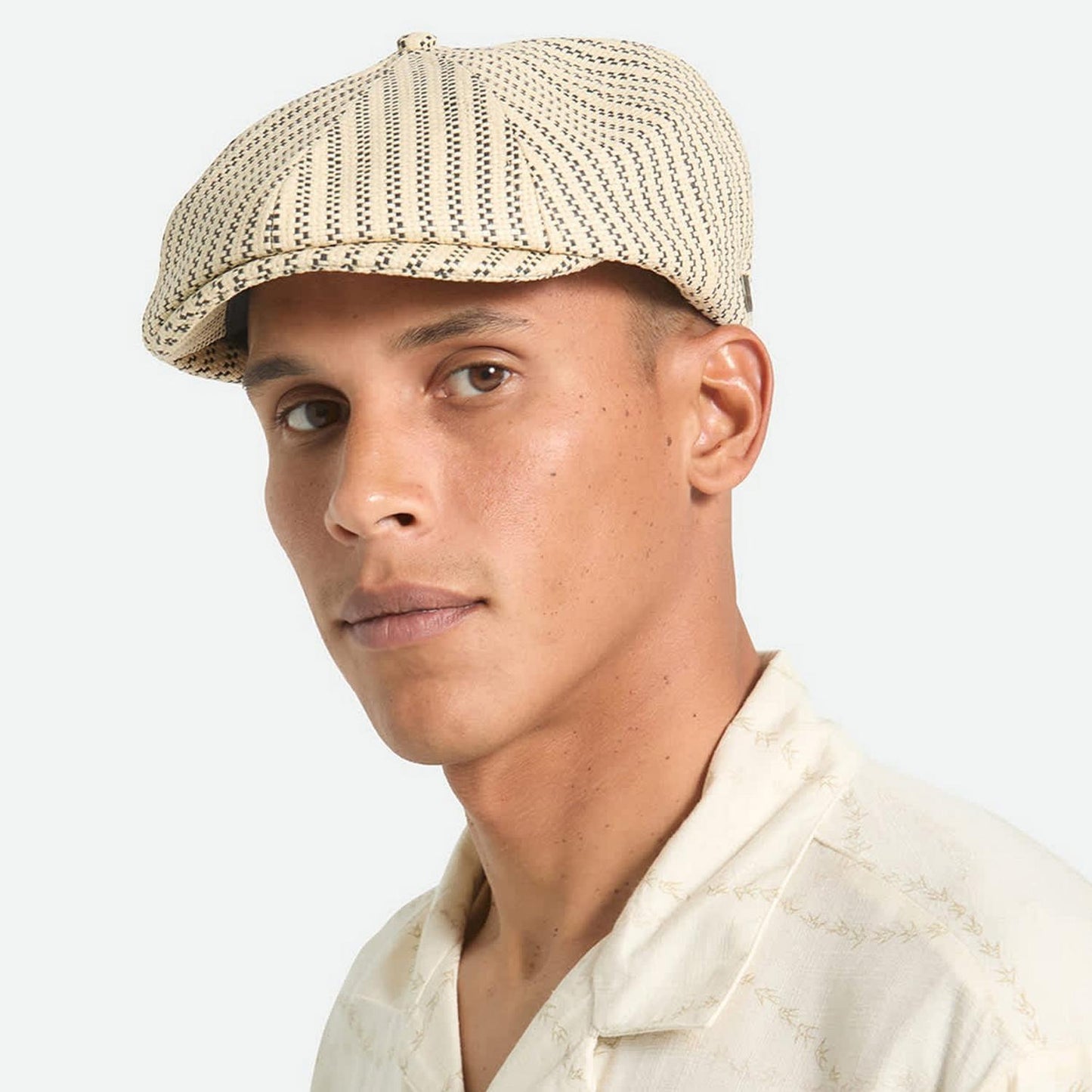 BRIXTON HATS | Brood Straw Lightweight Newsboy Cap | 161558 | lsmone | NATURAL/BLACK STRAW