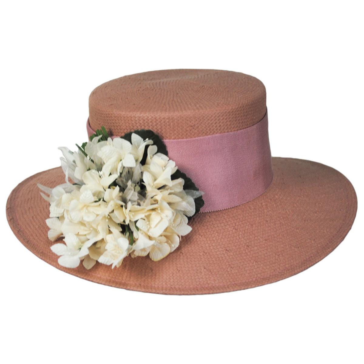 Hydrangea Toyo Straw Boater Hat