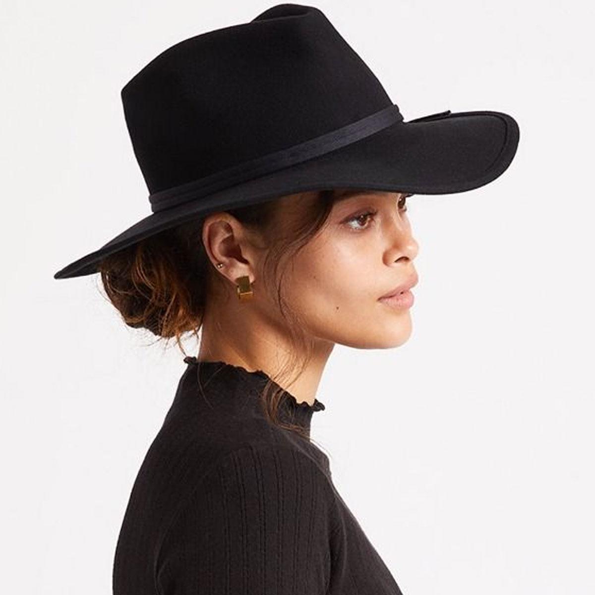 BRIXTON HATS | Joanna Packable Wool Felt Fedora Hat | 123926 | lsftwo | BLACK